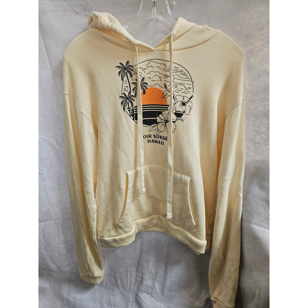 Urban Nation Hawaii Sunset Graphic Hoodie Yellow Large Tropical Palm Pullover